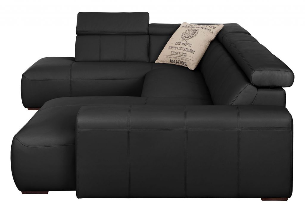 Canapé panoramique noir en cuir confortable